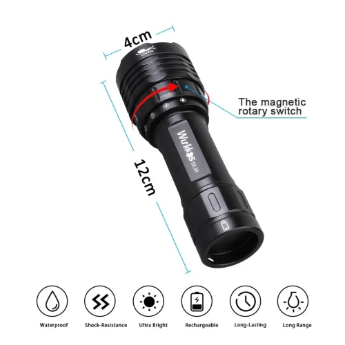 Lampe Torche Wurkkos DL30 - 3600 Lumen Chasse Sous Marine Plongée (Rechargeable)