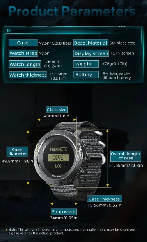 North Edge APACHE-D Men's Digital Dive Watch | Altimeter, Barometer & Compass