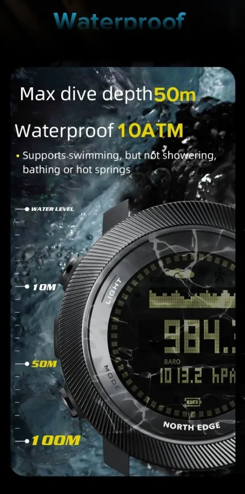 North Edge APACHE-D Men's Digital Dive Watch | Altimeter, Barometer & Compass