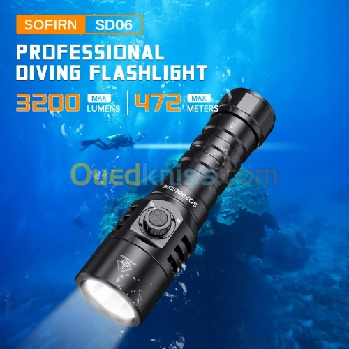 Lampe Torche SOFIRN SD06 - 3200 Lumen Chasse Sous Marine Plongée (Rechargeable)