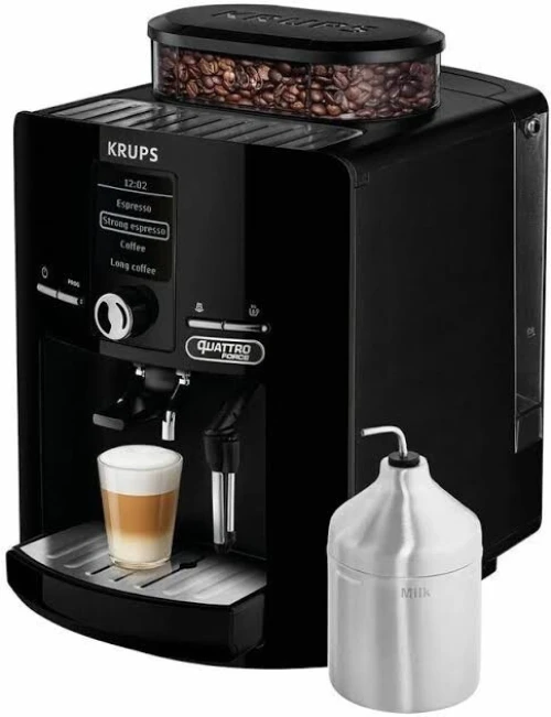MACHINE À CAFÉ KRUPS AVEC BROYEURS QUATTRO FORCE + CAPPUCCINO EA82F010 MADE IN FRANCE