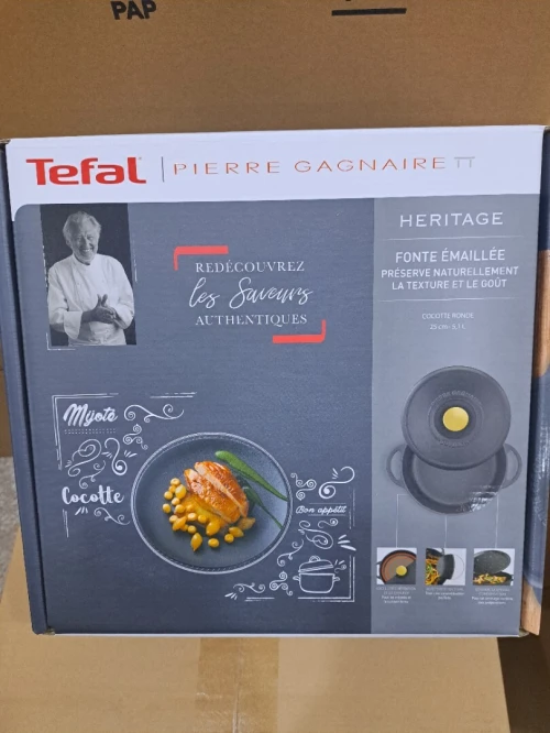 COCOTTE TEFAL PIERRE GAGNAIRE HÉRITAGE 5.1L 25CM FONTE RONDE REVETEMENT EMAIL MAT SANS PFOA 