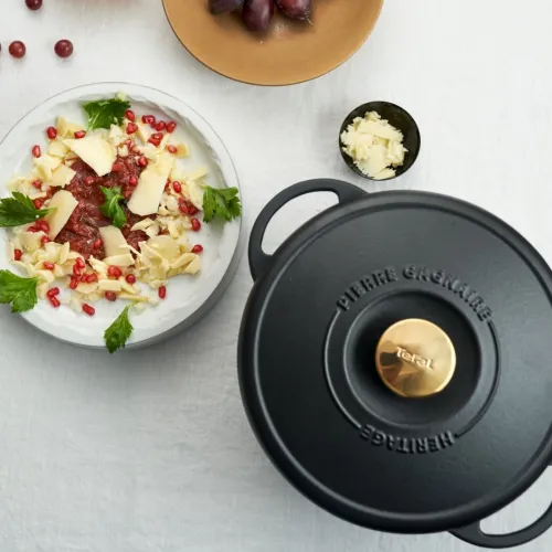 COCOTTE TEFAL PIERRE GAGNAIRE HÉRITAGE 5.1L 25CM FONTE RONDE REVETEMENT EMAIL MAT SANS PFOA 