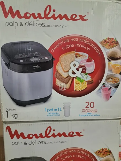 MACHINE À PAIN MOULINEX PAIN & DÉLICES 1KG 20 PROGRAMME ET 3 PROGRAMME LAITIERS 