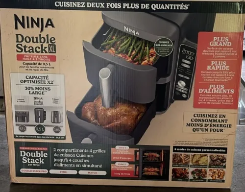 FRITEUSE NINJA AIR FRYER DOUBLE STACK XL 9.5L 6 PROGRAMME 2470WATT SL400EU