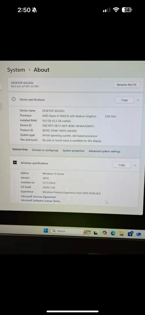ASUS ROG Strix G17 17.3" 16GB, 512GB, Ryzen 9 7845HX,3GHz, NVIDIA RTX 4060