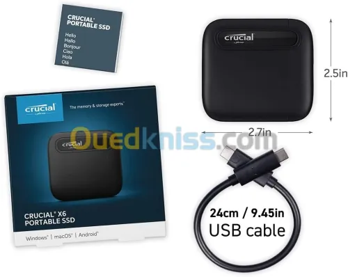 DISQUE DUR SSD  EXTERNE HIKVISION CRUCIAL  512 GB / 01 TB 