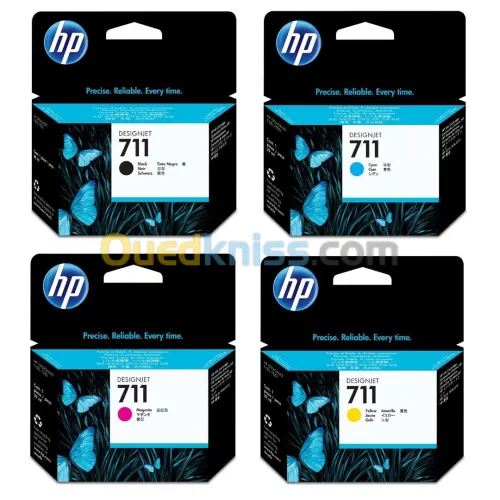 Pack cartouches HP 711 Originales Black, Cyan, Magenta, Yellow 