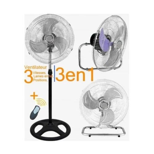Ventilateur 3 en 1 au 3 positions: sur pied , mural , multi fixation