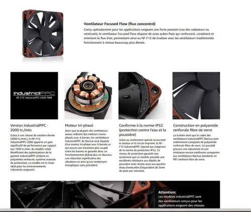 Noctua NF-F12 iPPC-2000 PWM, Ventilateur Haut Rendement, 4 Broches, 2000 TR./Min (120 mm, Noir)