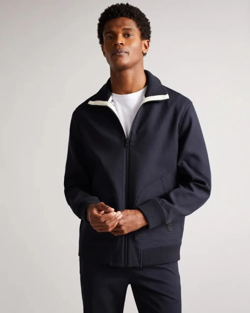 Ted Baker Scotby Veste Original Harrington Réversible Homme Bleu Marine Taille 3 (M EU 48-50)