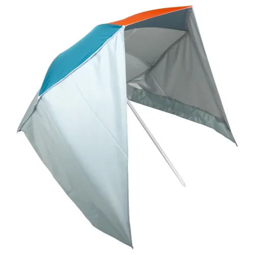 Parasol de plage PARUV Windstop bleu turquoise orange UPF50+ 2 places