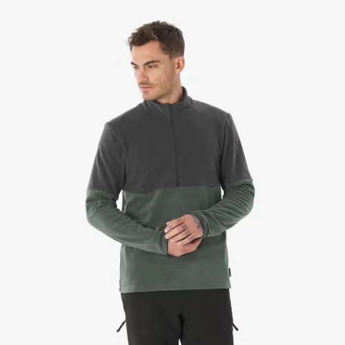 Pull Polaire de randonnée montagne homme, MH500 demi zip beige
