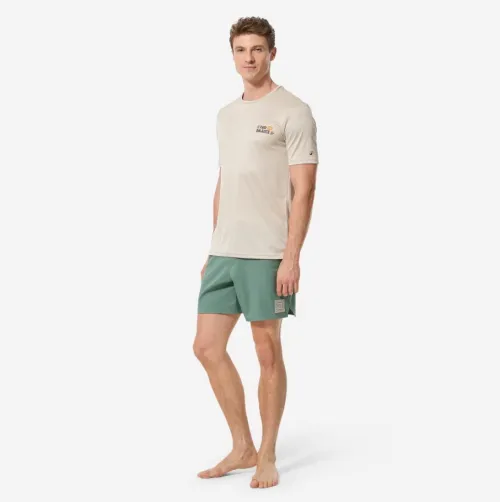 Tee shirt anti uv surf manches courtes ample homme, Print Beige