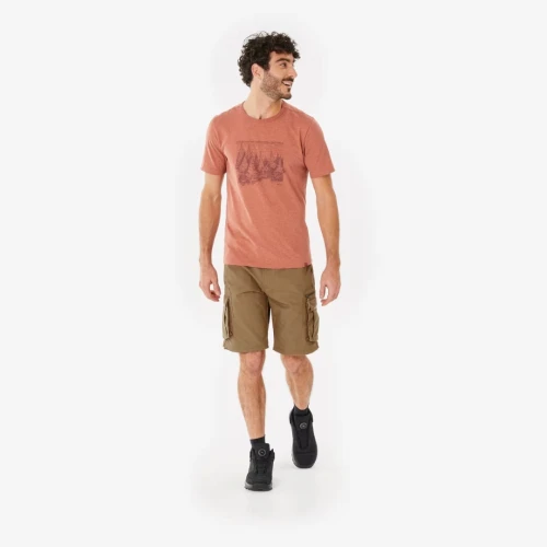 Pantalon cargo de randonnée modulable homme, TRAVEL 500 Modul marron