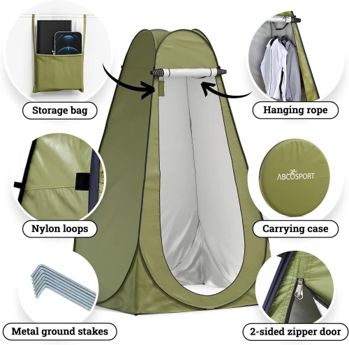 Tente et cabine de douche de camping instantanée, 2 Seconds