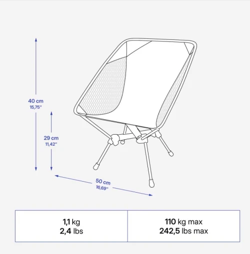 Chaise basse de camping, pliante et ultra compacte, 500 M vert