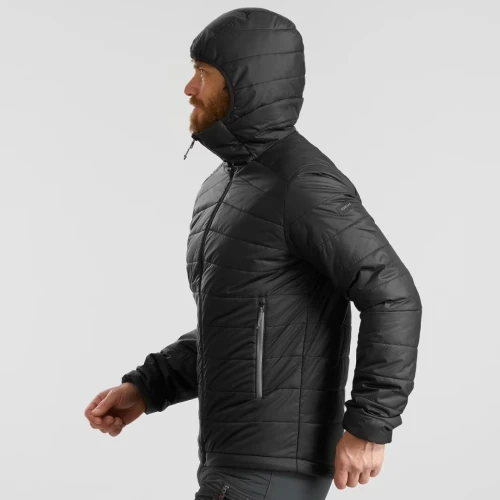 Doudoune de trek synthétique à capuche homme, MT100 - 5C noir