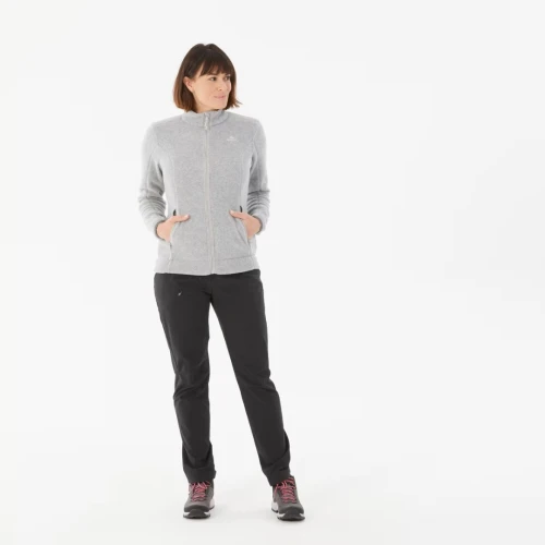 VESTE Polaire de randonnée montagne femme, MH100 full zip gris