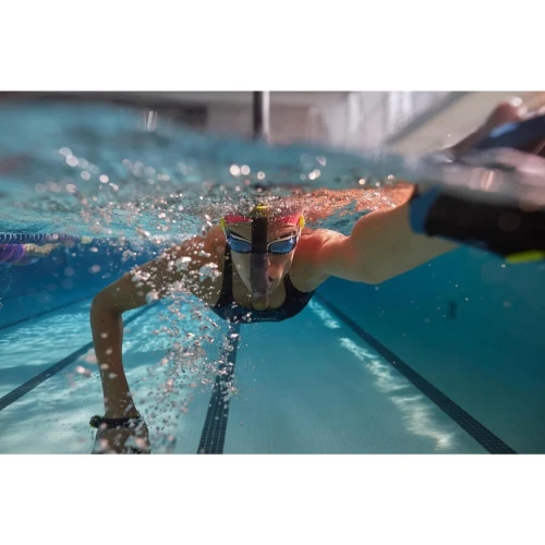 Tuba Frontal de Natation 500 taille M/L Bleu Jaune