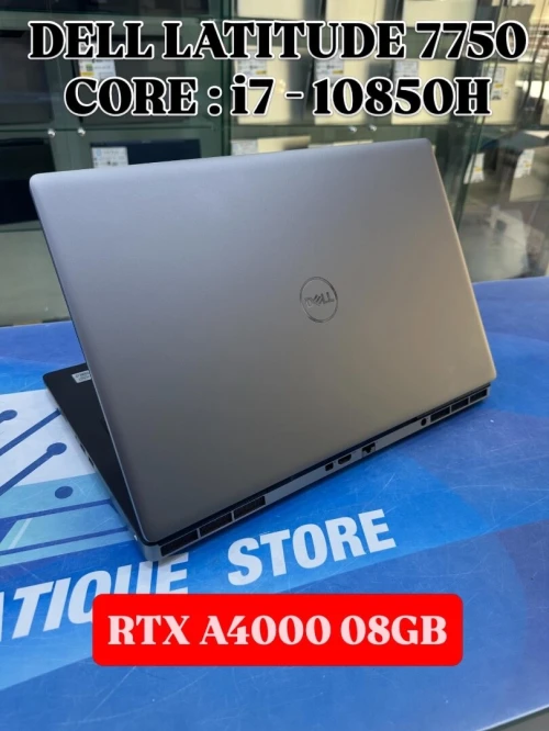 DELL PRECISION 7750 CORE : INTEL i7 - 10850H DISC :  512 GB  (SSD)  RAM : 32 GB DDR 4 CARTE  GRAPHIQUE :RTX A4000 08GB