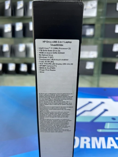 HP ENVY 14 X360  CORE : INTEL i7 / 1355U DISC : 01 TB  (SSD)  RAM : 16 GB   