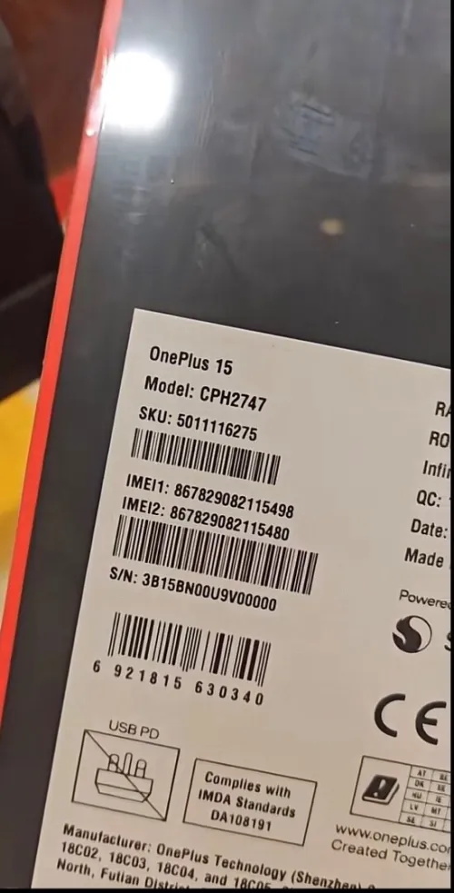 Oneplus 15 Cph 2747 16/512