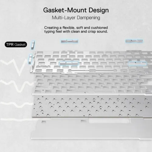 CLAVIER REDRAGON K649 ELF PRO CRYSTAL 75% WIRELESS/BLUETOOTH