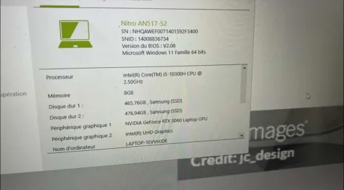 Acer nitro 5 i5-10300h Rtx3060 1tb ssd