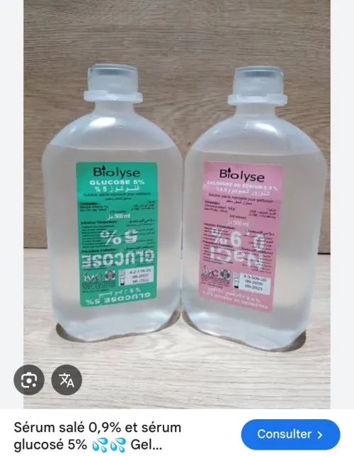 Sérum Salé et glucose biolyse 