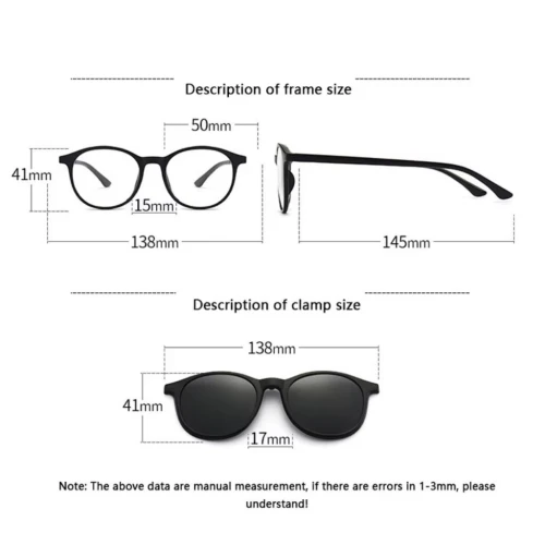 Lunette 6 En 1 2231A Optique / Soleil / Nuit - نظارات شمسية مغناطيسية