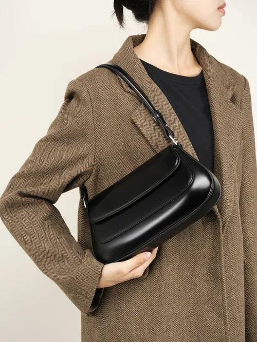 Sac selle en cuir véritable pour femme printemps été 2026 tendance chic polyvalent à porter sous le bras ou en bandoulière