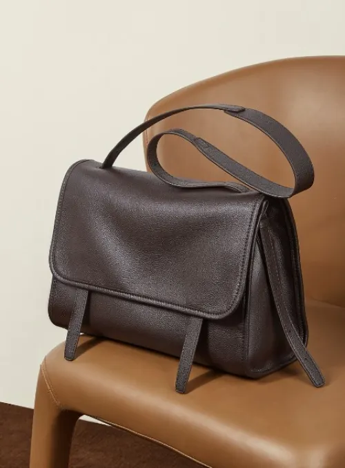 Sac cabas messenger en cuir de veau pleine fleur, style rétro et niche, décontracté, à porter sur l'épaule, en bandoulière ou à la main