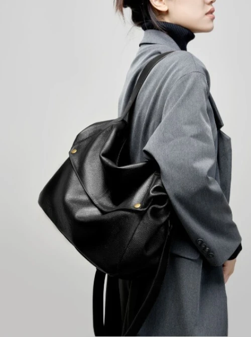 Sac bandoulière cuir véritable grande capacité tote souple look EU US décontracté P E 2026