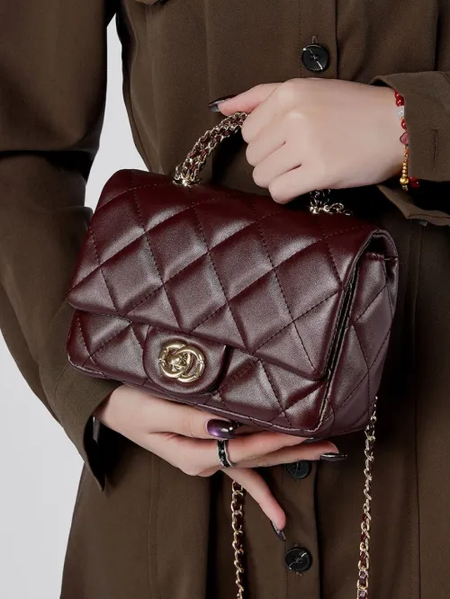 Sac métallique chaîne matelassé style Chanel nouveau modèle 2026 polyvalent à main bandoulière vintage femme