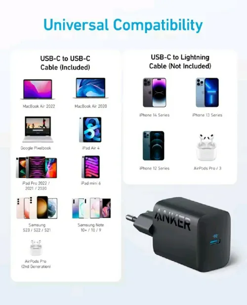 Chargeur anker avec son cable