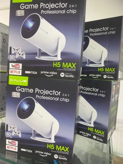 Mini Vidéo projecteur, H5 MAX 4K Projecteur Portable avec Android 11,WiFi 6 (Blanc Brillant