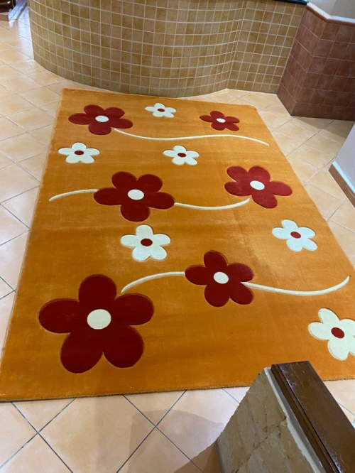 Tapis fleuri orange 201x298cm