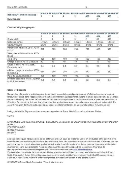 MOBIL MOBILUX EP 1  CARTOUCHE 400