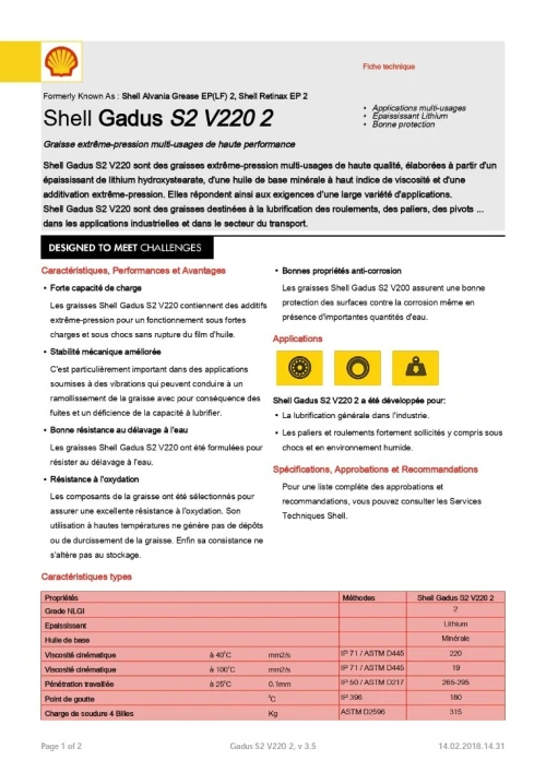 SHELL GADUS S2 V220 2 18KG