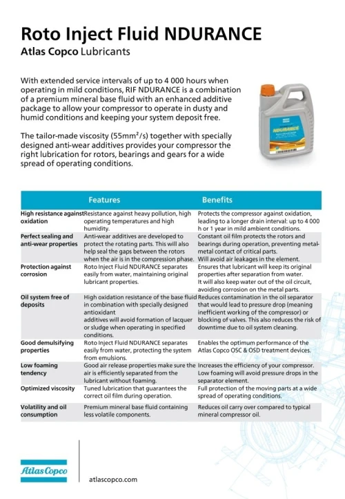 ATLAS COPCO ROTO INJECT NDURANCE 5 LITRES