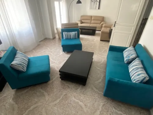 Salon convertible en tissu bleu