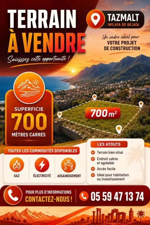 Vente Terrain Béjaïa Tazmaltdaira
