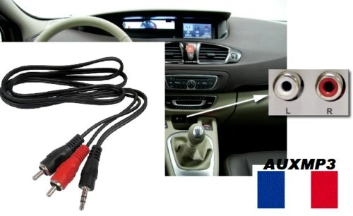 Cable auxilaire RCA pour vehicule Peugeot, Citroen, Renault