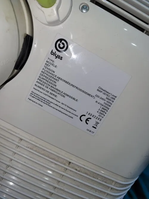 Climatiseur mobile marque blyss europien