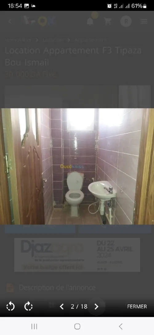 Location Appartement F3 Tipaza Bou ismail