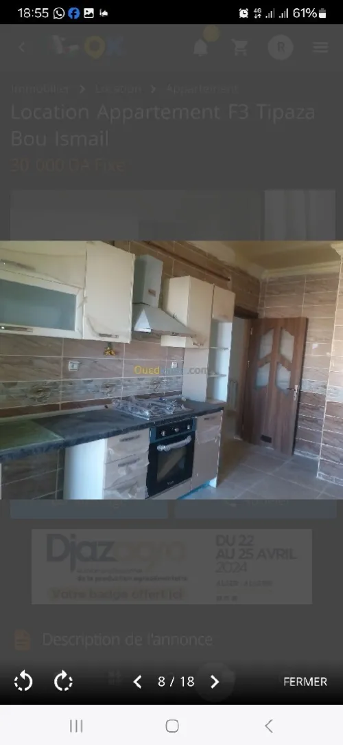 Location Appartement F3 Tipaza Bou ismail