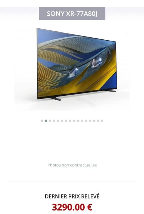 TV Sony Oled modèl : XR77A80J taille de l'écran 195 cm