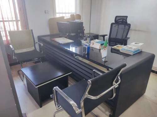Bureau Pieds Métallique 2.40m+retour+bayous+2chaise+tabla Basse 