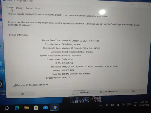 Microsoft Surface pro5 